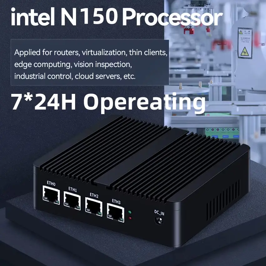 Industrial Fanless Mini PC Intel N150 N5105 Processor 4x 2.5G Ethernet M.2 NVMe SSD Support Windows 10/11 Linux Debian Pfsense — image 2