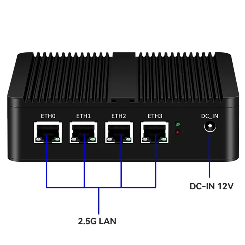 Industrial Fanless Mini PC Intel N150 N5105 Processor 4x 2.5G Ethernet M.2 NVMe SSD Support Windows 10/11 Linux Debian Pfsense — image 3