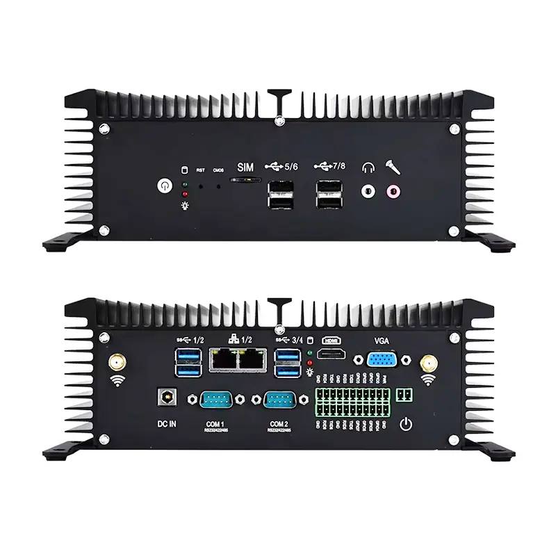 Fanless IPC X40G i7-8550U 4xRS232 2xRS232/422/485 GPIO 8xUSB 2xEthernet SIM Slot HDMI VGA WIFI 4G LTE Win10 IoT LTSC Ubu — view 1