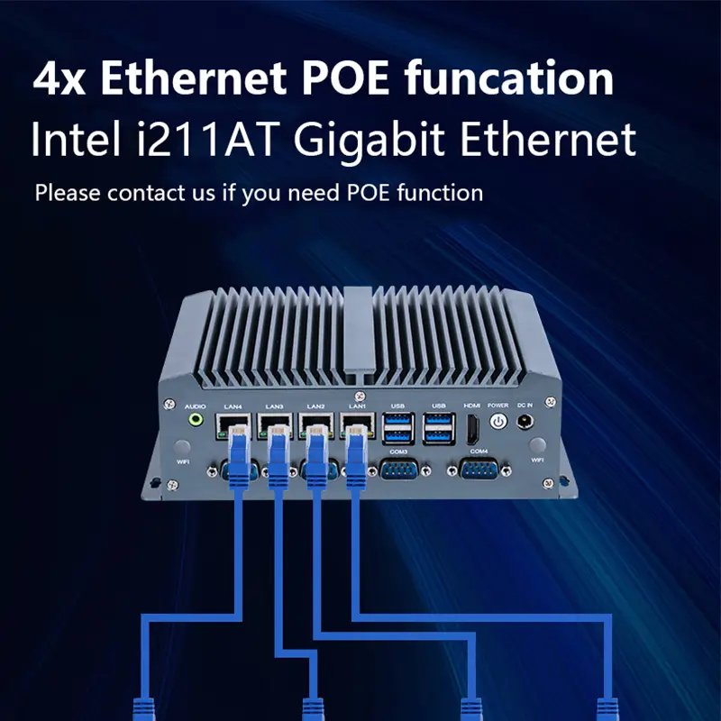 Industrial Mini PC intel Core i7-10510U 8565U 6x COM Ports 4x Ethernet POE 8xUSB Mini PCIE HDMI LVDS eDP GPIO Win10/11 Linux — image 4