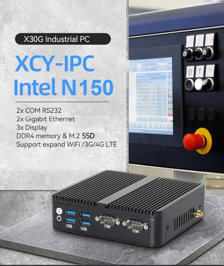 Intel N150 Mini PC 2x HDMI DP 6x USB 2x RS232 DB9 2x Ethernet M.2 NVMe SSD Windows 10/11 Ubuntu SIM Slot 4G LTE WiFi — image 6