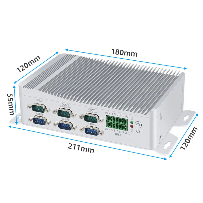 Fanless IPC Intel J4125 Processor Mini PC 6x Serial Ports 6xUSB GPIO 2x Ethernet WiFi SIM Slot 4G LTE Windows10/11 Linux — image 3