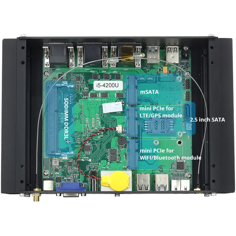 Fanless Industrial PC Intel Core i5-4278U 6x COM RS232/422/485 8x USB 2x LAN 2xMini PICe WiFi 4G LTE SIM Slot Win10 IoT Linux — image 5
