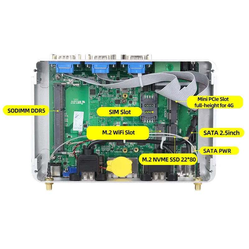Fanless IPC Intel J4125 Processor Mini PC 6x Serial Ports 6xUSB GPIO 2x Ethernet WiFi SIM Slot 4G LTE Windows10/11 Linux — image 6