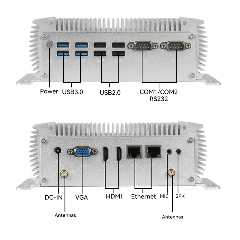 Fanless Industrial Computer Intel i5-8305G 2x Serial Ports RS232 2x Ethernet 8x USB 2xHDMI 1x VGA 2xDDR4 M.2 NVMe SSD Win11 — image 5