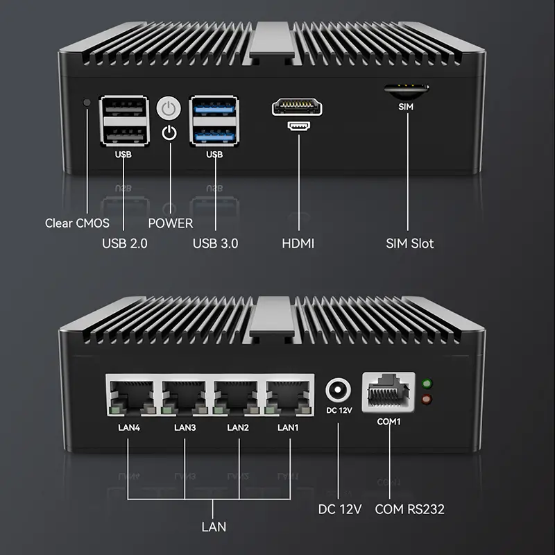 Fanless Mini PC Industrial IPC Intel N5100 Windows Linux 4x 2.5G Ethernet SIM Card Slot 2xDDR4 M.2 NVMe SSD Mini PCIe Expansion — image 5