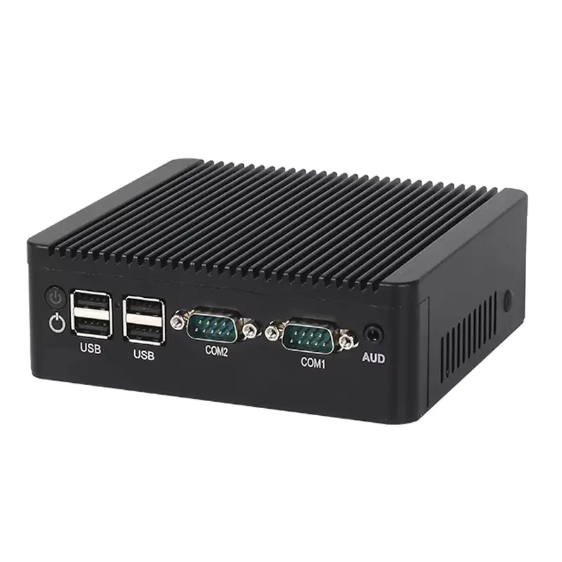 Fanless Mini PC Windows Linux Intel Celeron N2840 J6412 4x COM RS232/485 6xUSB 2xLAN HDMI VGA GPIO mPCIE WiFi 4G LTE SIM — view 1