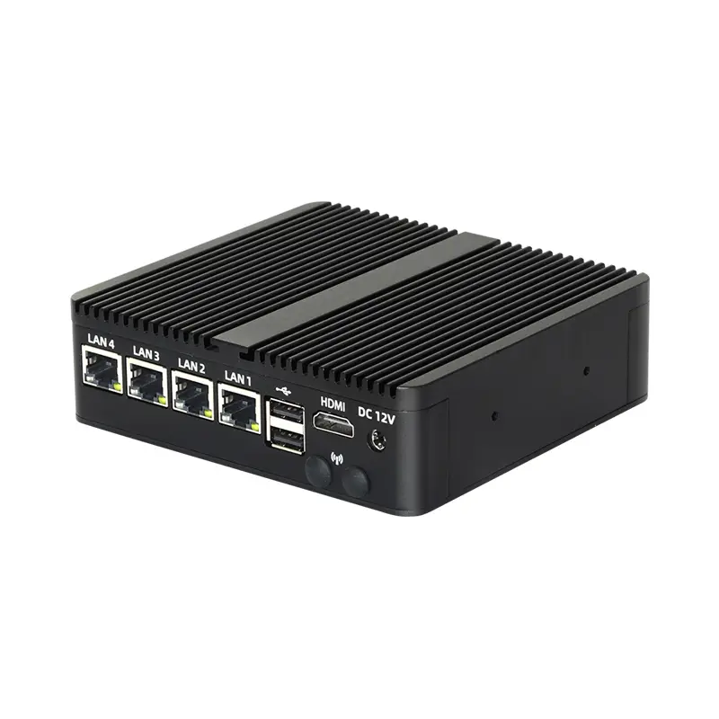 Fanless IPC Mini PC Intel Celeron J6412 J4125 4x 2.5G Ethernet 2x RS232 SIM slot Support WiFi 4G LTE Windows Linux — view 1