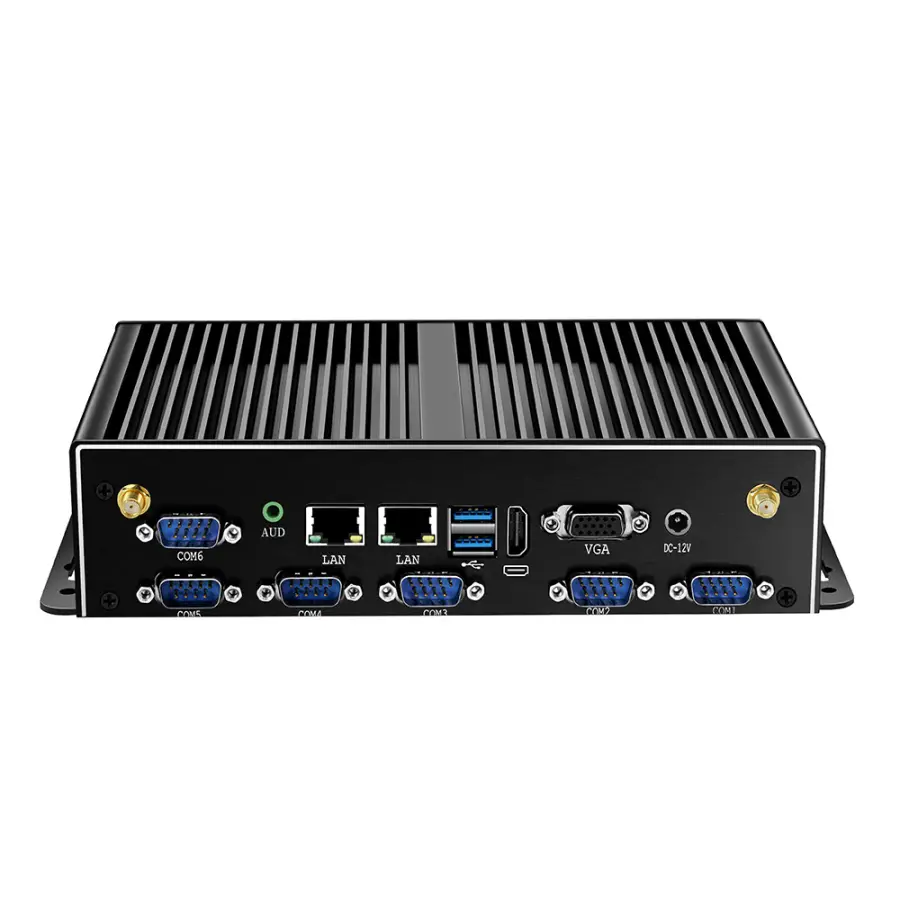 Fanless Mini PC Intel Core i3 4005U i5 4200U i7 4500U 6x RS232 DB9 2x Gigabit Ethernet 4G LTE WiFi HDMI VGA 6xUSB Window — view 1
