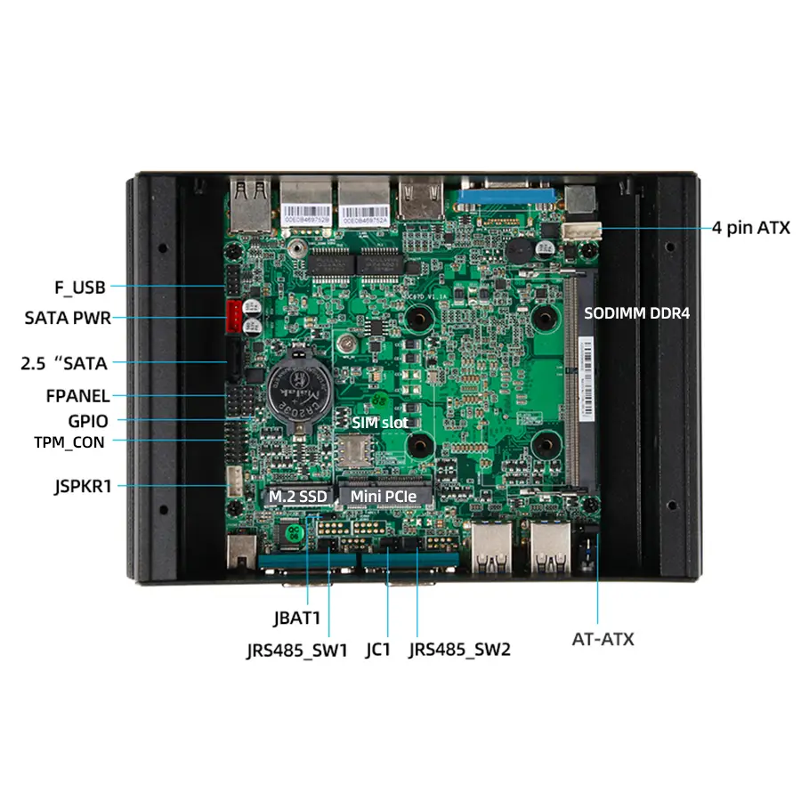 Industrial Ccomputer Intel Core i3-7100U i5-7200U DDR4 M.2 SSD 2x COM RS232/485 2x LAN 6x USB GPIO Mini PCIe TPM Expansion — image 3