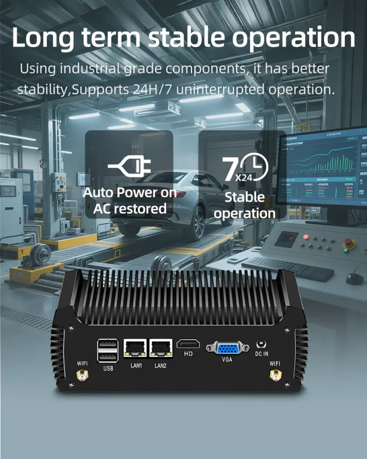 Industrial Ccomputer Intel Core i3-7100U i5-7200U DDR4 M.2 SSD 2x COM RS232/485 2x LAN 6x USB GPIO Mini PCIe TPM Expansion — image 6