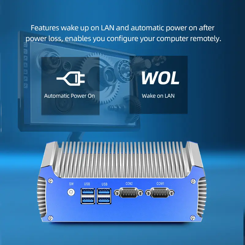 Fanless Mini PC Intel Core i3 5005U i5 5200U i7 5500U Dual Gigabit Ethernet 2*RS232 HDMI+VGA WiFi 4xUSB3.0 Windows 10 Linux — image 3