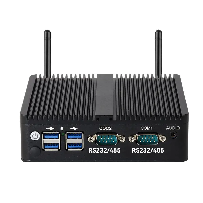 Fanless Mini PC Intel Celeron J6412 N2840 J1900 2x COM RS232 RS485 2x LAN 6xUSB HDMI VGA Mini PCIE SIM Slot Windows Linu — view 1