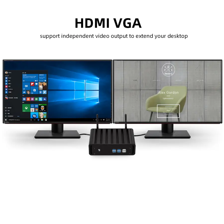 Household Fanless Mini PC Intel Core i7 5500U Support Windows 7/8/10 Linux Ubuntu HDMI VGA Display WiFi Gigabit Ethernet HTPC — image 6