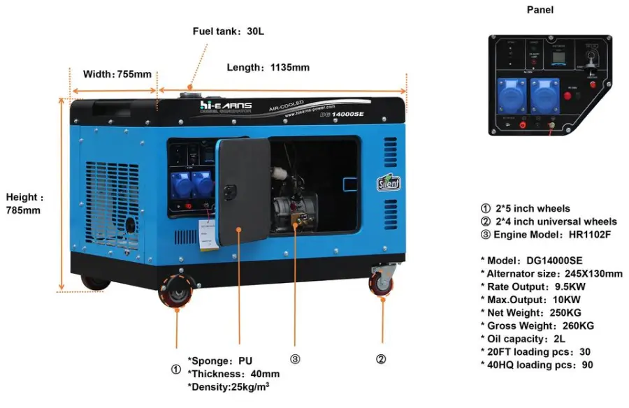 10KW/12kva Diesel Electric Generator DG14000SE Groupe Electrogene — image 5