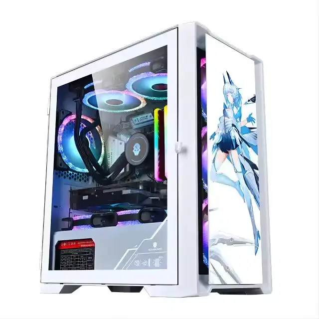 AOTESIER Gaming PC core i7 CPU With 8G /16G RAM 256G SSD HD4600 ATX/ITX/M-ATX full view side panel Temper Glass Front pc — view 1