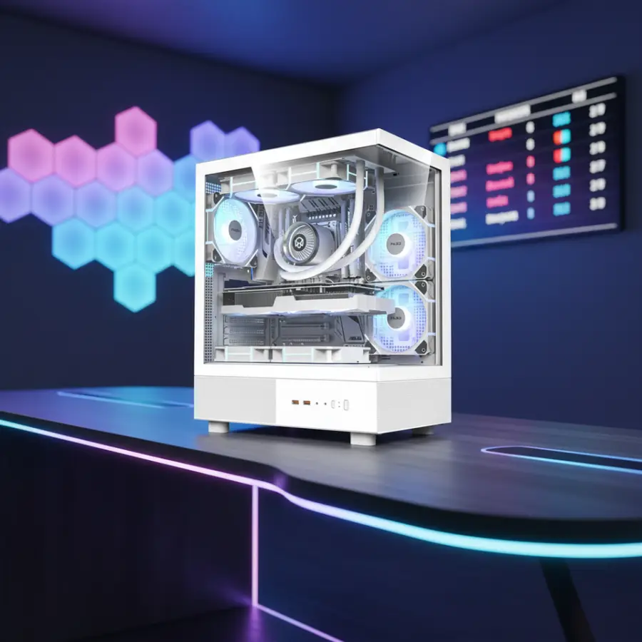 High Performance Gaming Desktop PC I7-13700F RTX 4070, 32GB RAM 1TB NVMe SSD, Panoramic Case, Full Set for Live Streamin — view 1