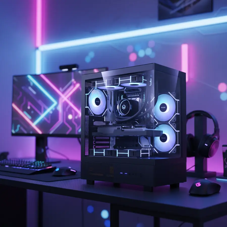 Black&White ATX Gaming PC Full Set Tempered Glass Side Panel Pre-installed RGB Fans 16GB RAM 512GB SSD Desktop Host for 3A Games — image 2