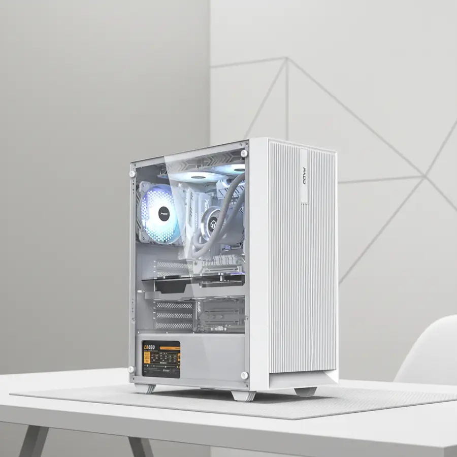 ATX Prebuilt Desktop PC with Tempered Glass, Quiet Cooling, Compatible with Multiple Processors for Gaming — view 1