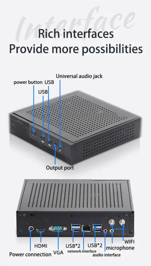 Business Mini PC Computer Intel Quad-Core 8GB DDR4 256GB SSD Windows 10 Pro VESA Mountable Silent Office Desktop — image 3