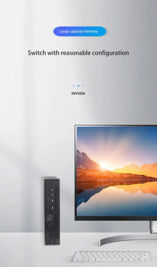 Business Mini PC Computer Intel Quad-Core 8GB DDR4 256GB SSD Windows 10 Pro VESA Mountable Silent Office Desktop — image 4
