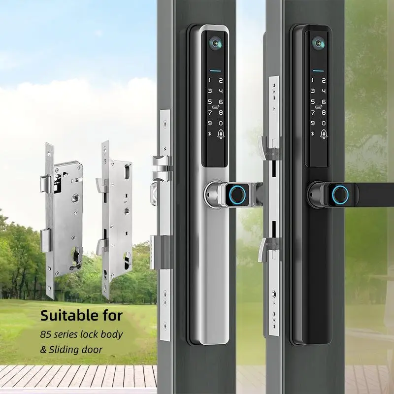 Sinovo Waterproof New Design Camera Tuya WiFi Aluminum Sliding Door Lock Tuya Smart Door Lock with Camera — image 4