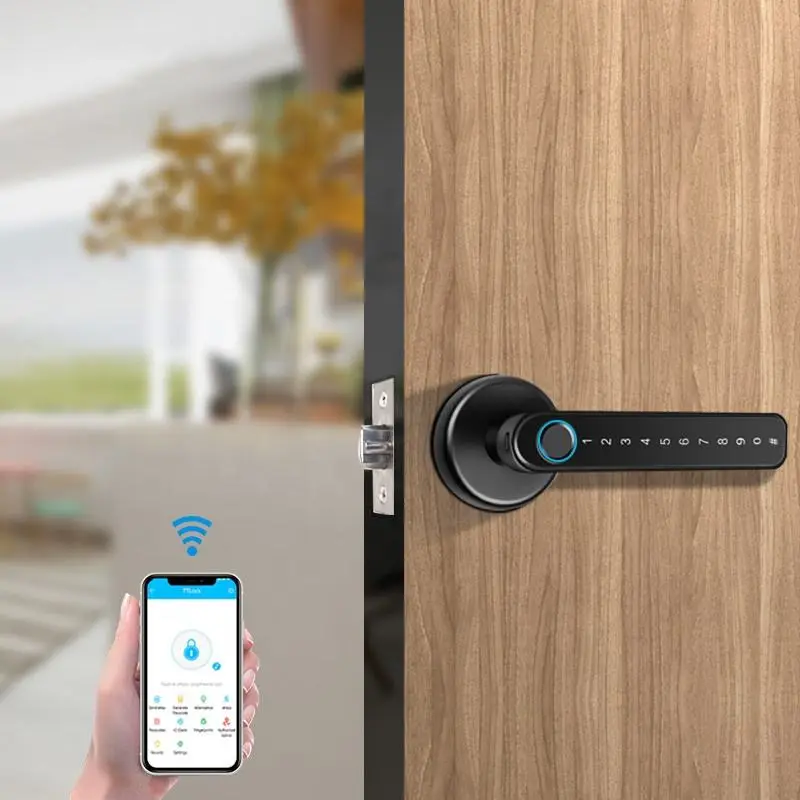 Sinovo Zinc Alloy Smart Door Lock for Steel/Wood Doors with Fingerprint Key Digital Keypad Unlock and Tuya App — image 4