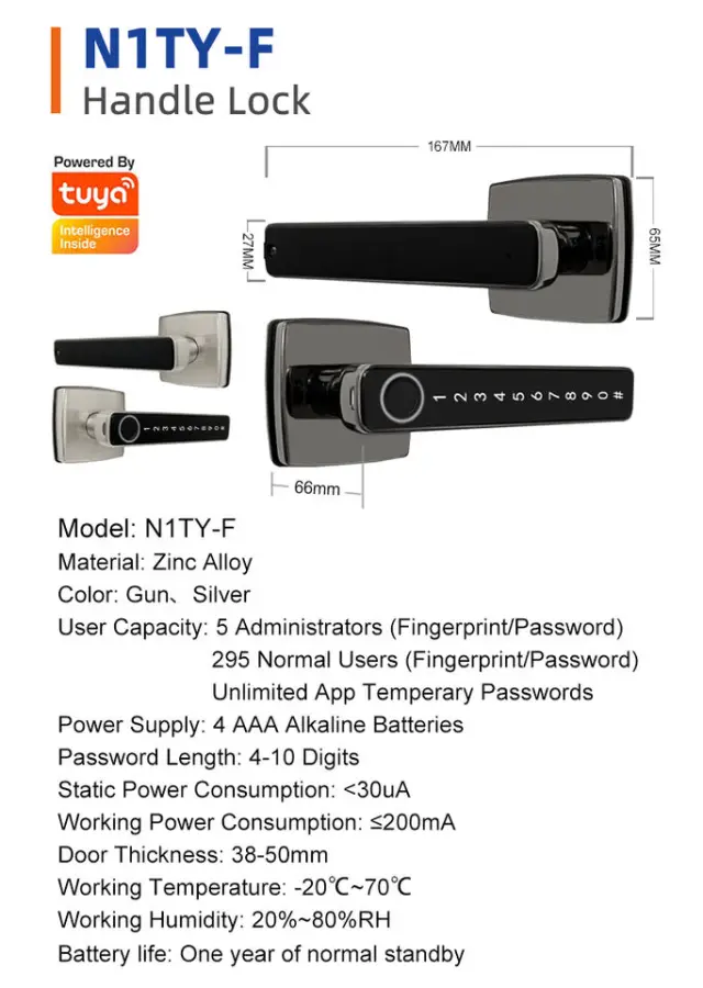Sinovo APP Remote Control Digital Lock Door Security System Handle Electric Keyless Entry Smart Fingerprint Door Lock for Home — image 3