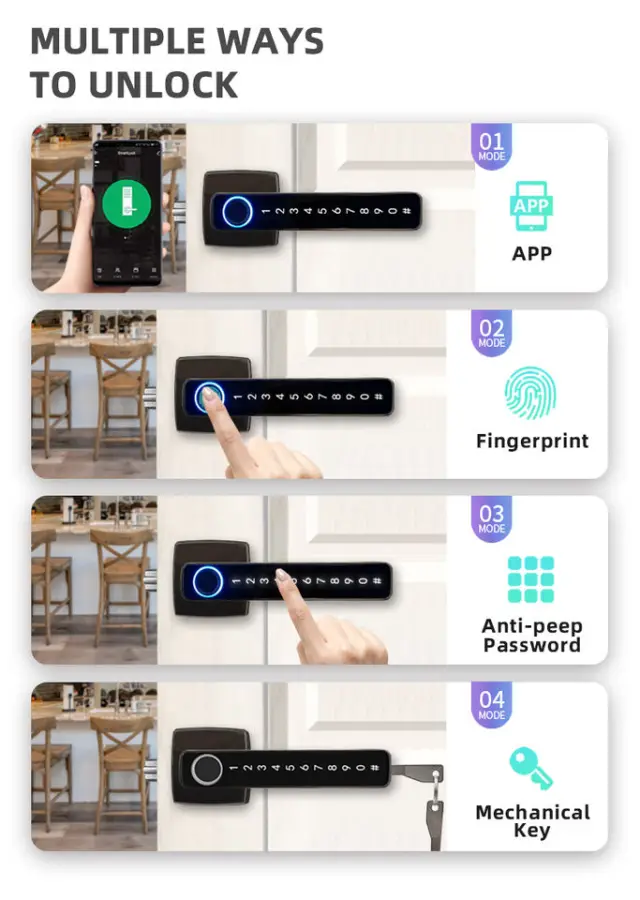Sinovo APP Remote Control Digital Lock Door Security System Handle Electric Keyless Entry Smart Fingerprint Door Lock for Home — image 5
