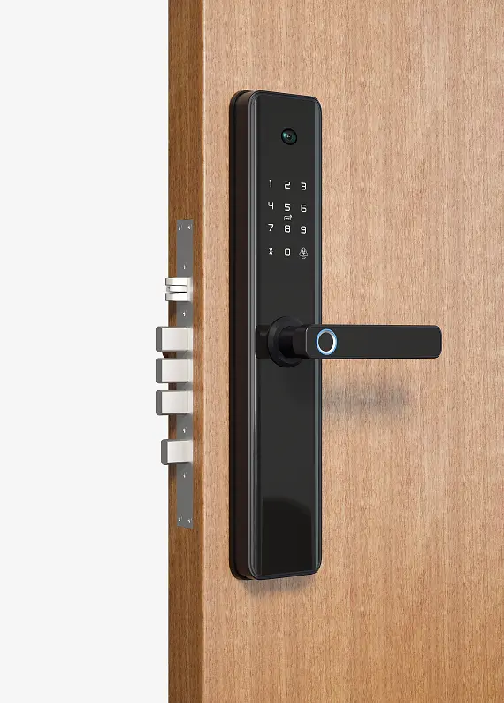 SINOVO Anti Theft Safety Cat Eyes Camera View Electric Digital Big Gate Tuya Wifi App Fingerprint Smart Electric Door Lock — image 3