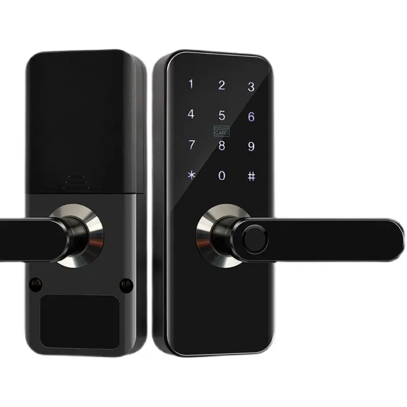 Custom Waterproof Fingerprint Door Handle Digital Keyless Entry Tuya Wifi App Smart Door Lock — view 1