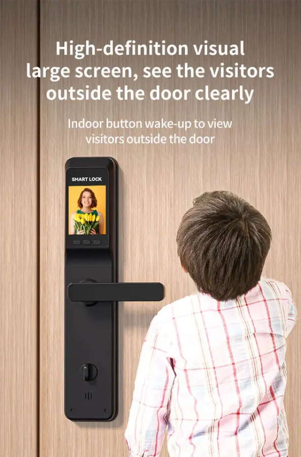 SINOVO Anti Theft Safety Cat Eyes Camera View Electric Digital Big Gate Tuya Wifi App Fingerprint Smart Electric Door Lock — image 6