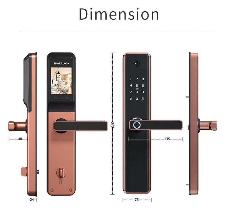 SINOVO Anti Theft Safety Cat Eyes Camera View Electric Digital Big Gate Tuya Wifi App Fingerprint Smart Electric Door Lock — image 7