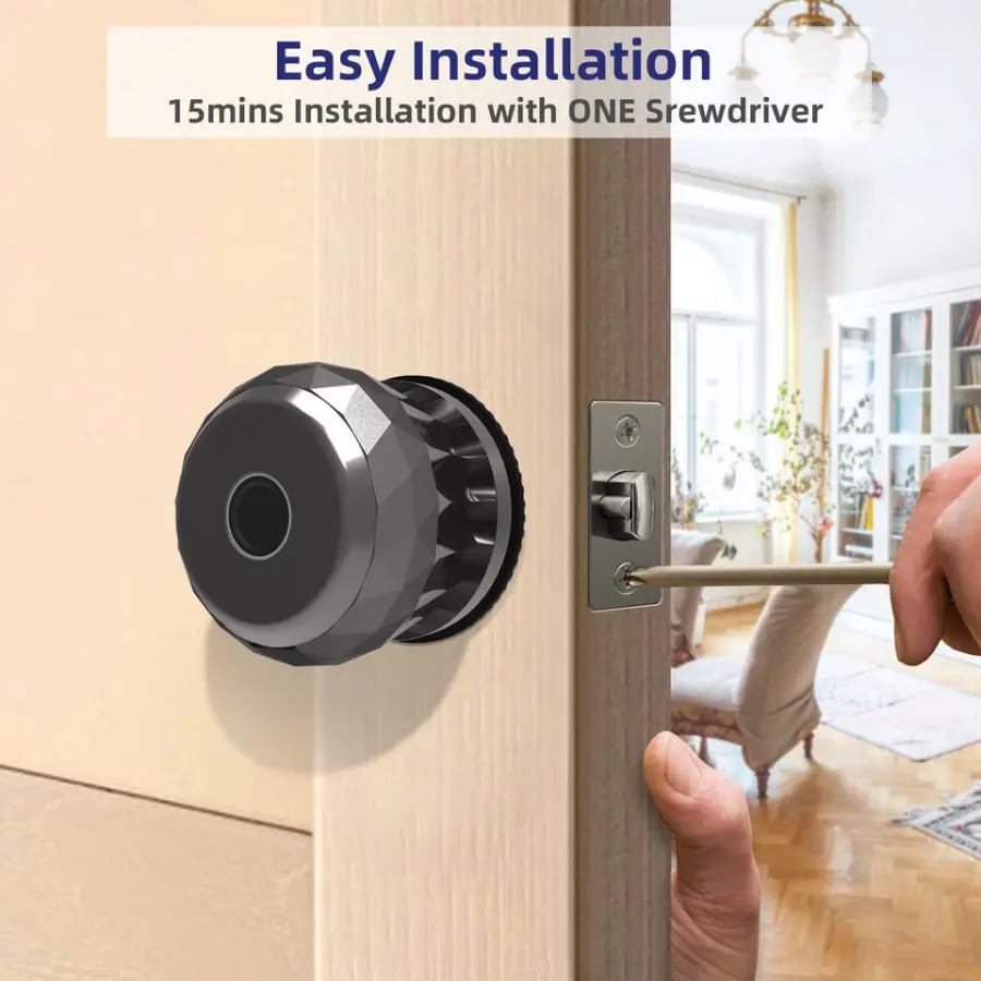 Sinovo Electronic Security Digital Door Knob Fingerprint Electronic Lock Tuya App Knob Door Lock — image 4