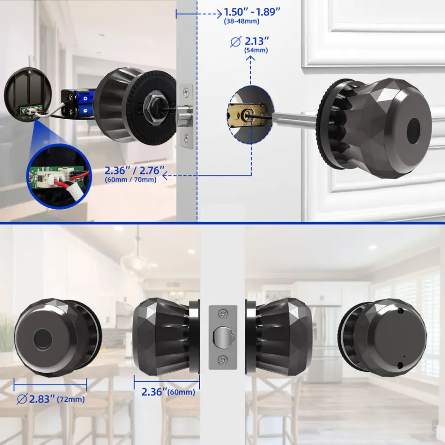 Sinovo Electronic Security Digital Door Knob Fingerprint Electronic Lock Tuya App Knob Door Lock — image 6