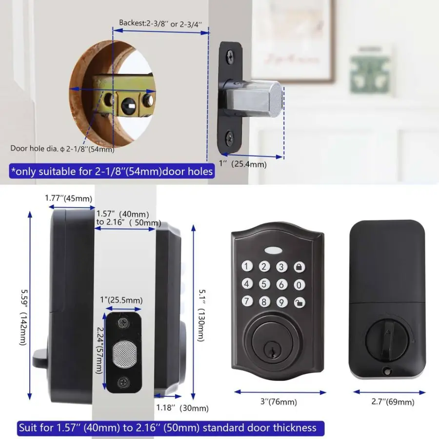 SINOVO Hot Selling Number Keypad Password Electronic Deadbolt Keyed Entry Front Combination Security Digital Door Lock — image 7