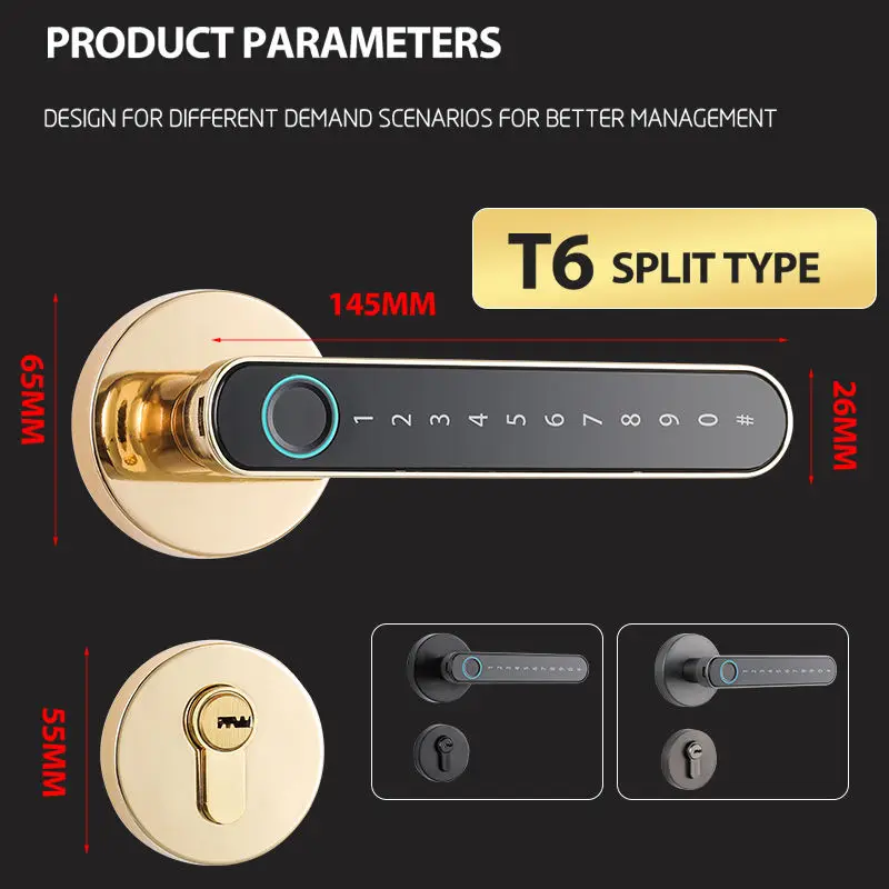SINOVO Best Smart Waterproof Digital Fingerprint WIFI Door Handle Code Lock with Tuya APP — image 5
