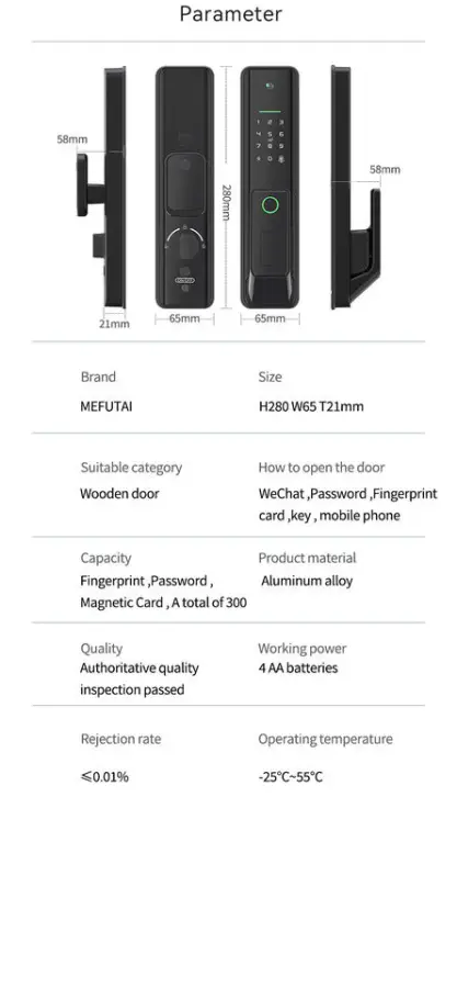 Automatic Smart Lock Camera WiFi Digital Deadbolt Front WiFi Smart NFC Lock Biometric Lock — image 4