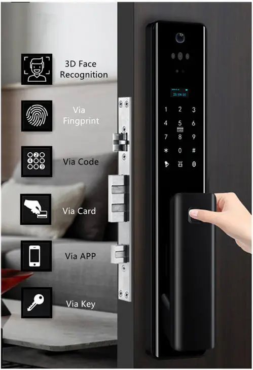 Sinovo Real Time Video Intercom TUYA WIFI Face Recognition Smart Door Lock With Camera Digital Keyless Smart Lock — image 4