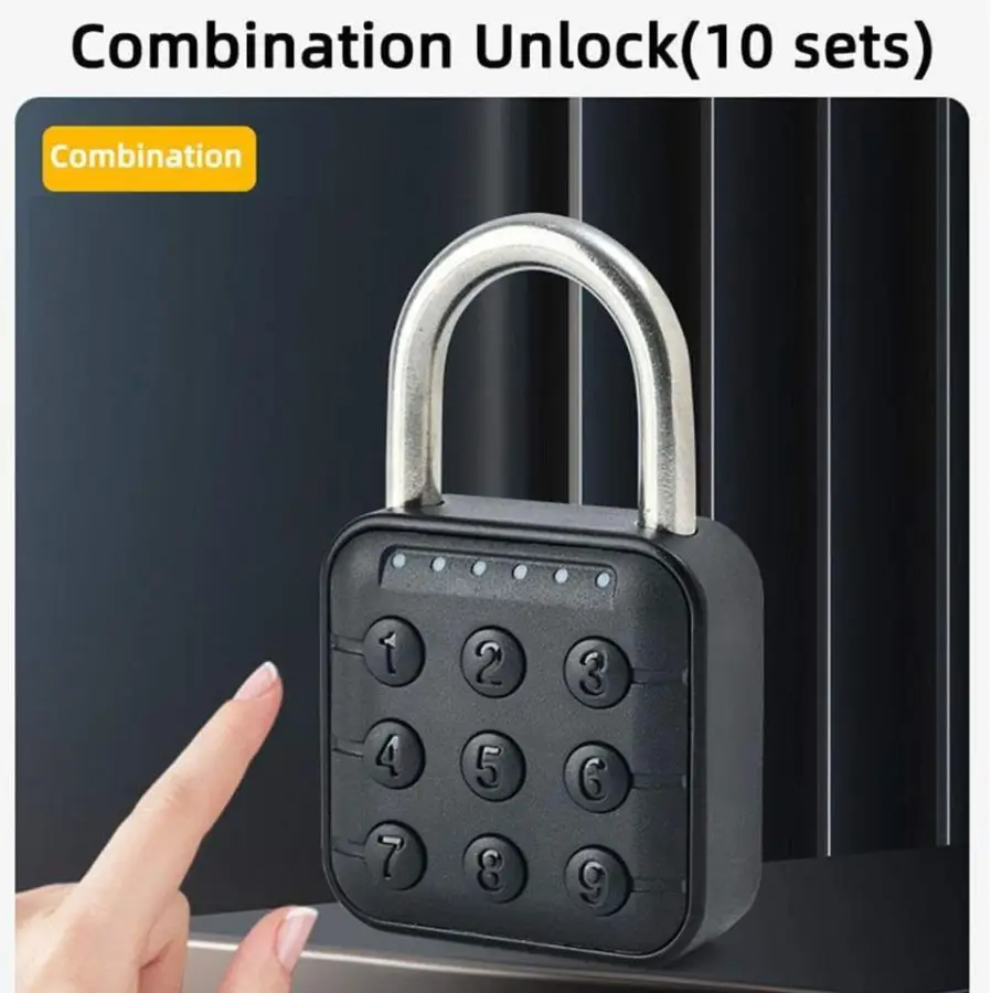 Small Smart Padlock Fingerprint Unlock Digital Keypad Memory Card for Tuya App for Waterproof P67 Keyless Entry Glass Door — image 6