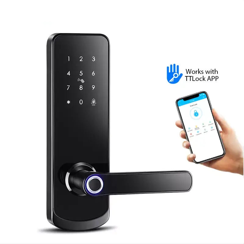 Sinovo Ttlock Aluminum Alloy Smart Lock Fingerprint Password Card Key WiFi Cloud Memory Card Home Hotel FM-230N Grade C Security — image 2