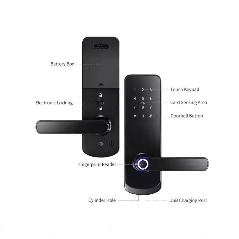 Sinovo Ttlock Aluminum Alloy Smart Lock Fingerprint Password Card Key WiFi Cloud Memory Card Home Hotel FM-230N Grade C Security — image 5