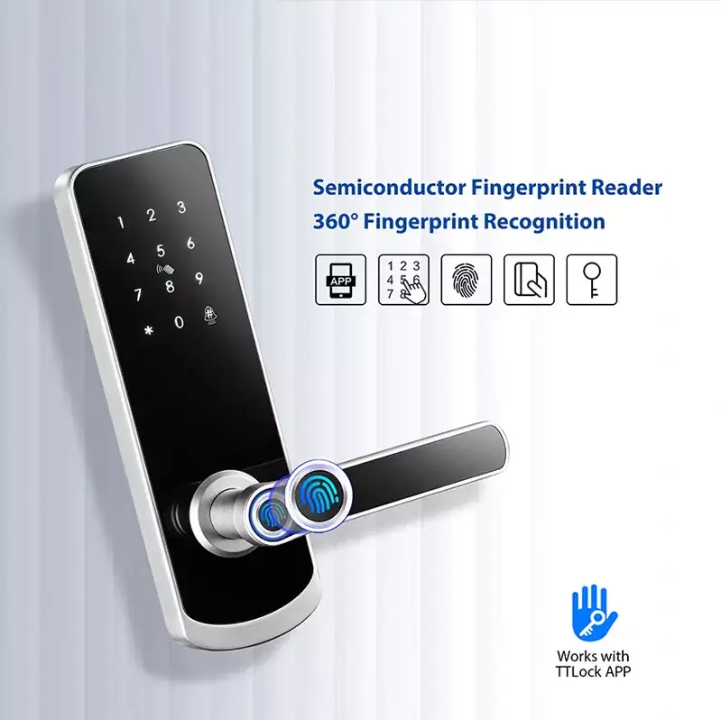 Sinovo Ttlock Aluminum Alloy Smart Lock Fingerprint Password Card Key WiFi Cloud Memory Card Home Hotel FM-230N Grade C Security — image 6