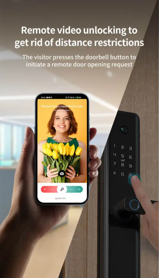 Tuya App-Enabled Intelligent Home Fingerprint Electronic Touch Keypad Door Lock Camera Doorbell for Wood Doors WiFi Cloud — image 7