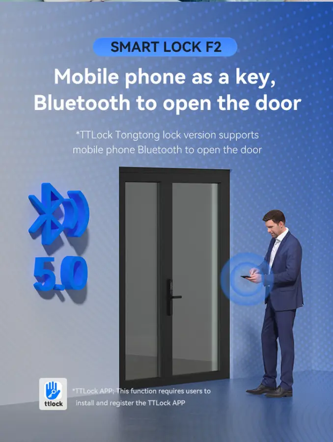 SinovoTEC F2 Smart Zinc Alloy Sliding Glass/Aluminum NFC Electronic Lock Fingerprint Keypad Access IP66 Waterproof WiFi Cloud — image 7