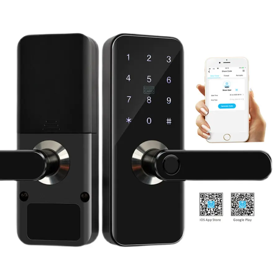 Sinovo Smart Wood Door Lock WiFi Electronic Biometric Fingerprint & Combination Security for Hotels & Apartments — view 1