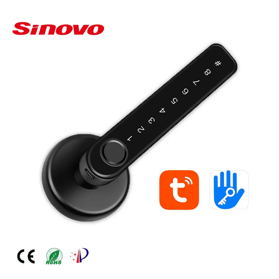 Sinovo Ttlock App Fingerprint & Combination Handle Smart Door Lock for Home Hotel Office-Stainless Steel Door WiFi Network — image 4