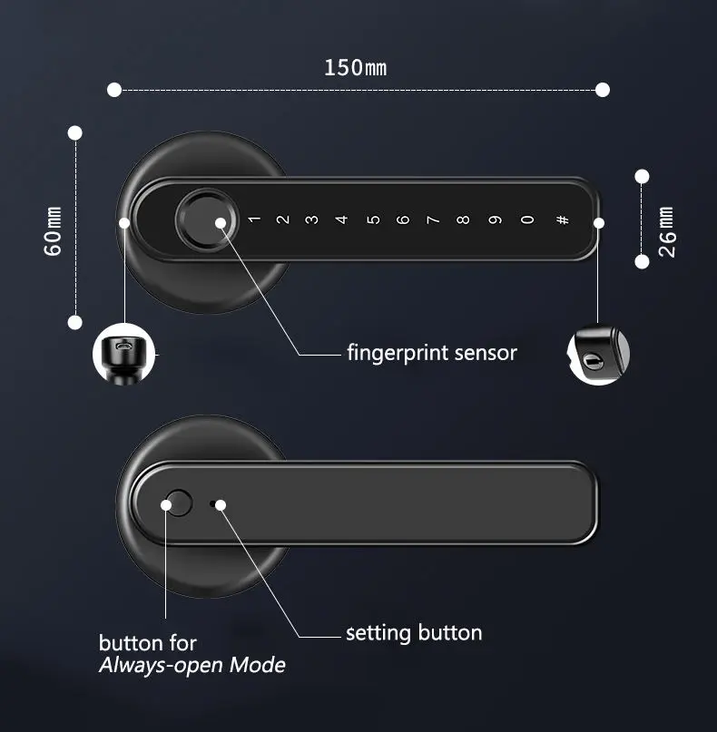 Sinovo Ttlock App Fingerprint & Combination Handle Smart Door Lock for Home Hotel Office-Stainless Steel Door WiFi Network — image 5
