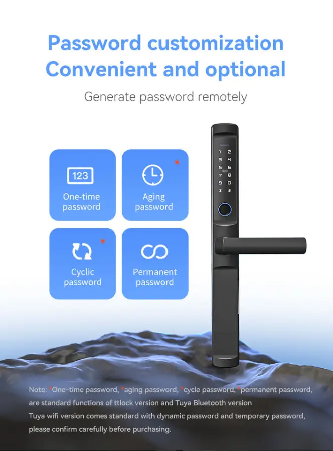 WiFi App Smart Tuya Lock Slim Zinc Alloy IP66 Waterproof with Cloud & 300 User Capacity for Glass/Aluminum Sliding Swing Doors — image 7