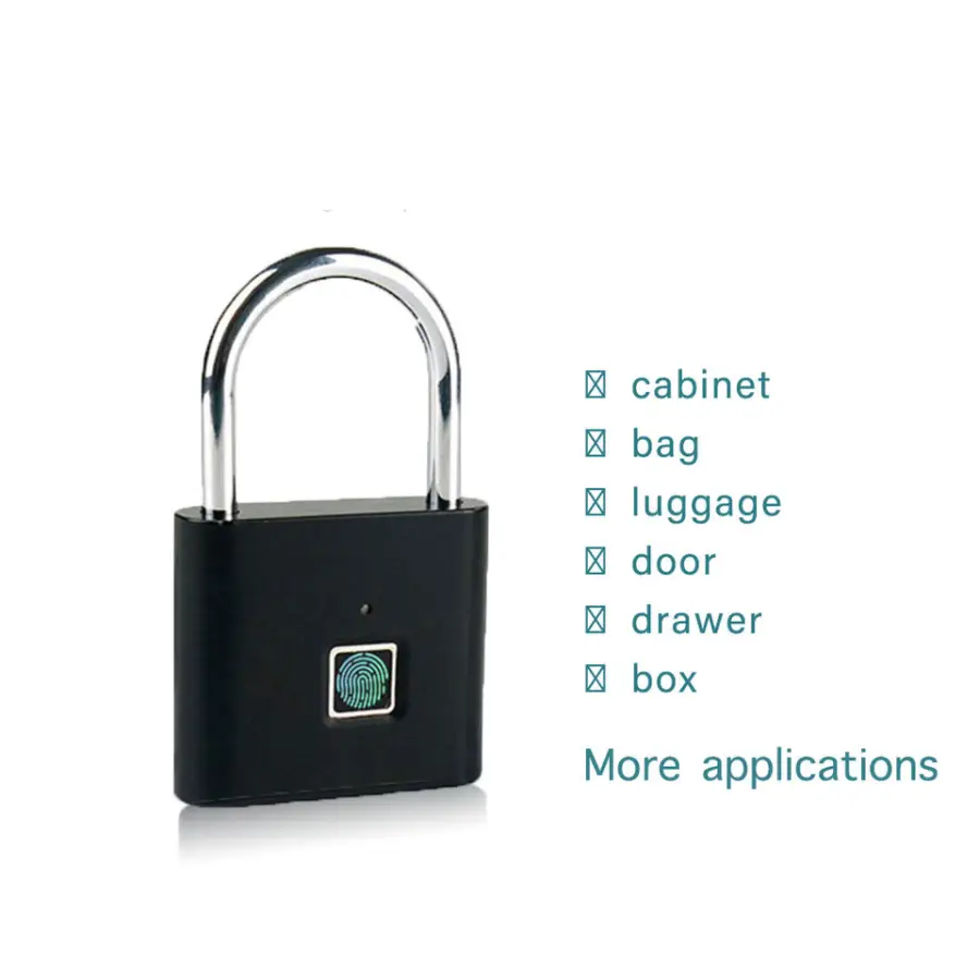 Candado Con Huella Digital Travel Security Door Lock Smart Keyless USB Rechargeable Smart Fingerprint Padlock — image 4